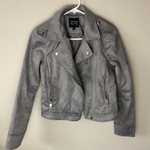 Gray Suede Moto Jacket